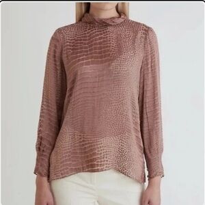 Reiss Mock Neck Textured Blouse